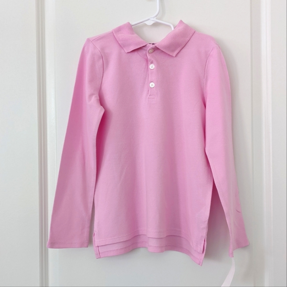NWT OshKosh B'gosh Long Sleeve Light Pink Button Up Collar Shirt Girls Size 8